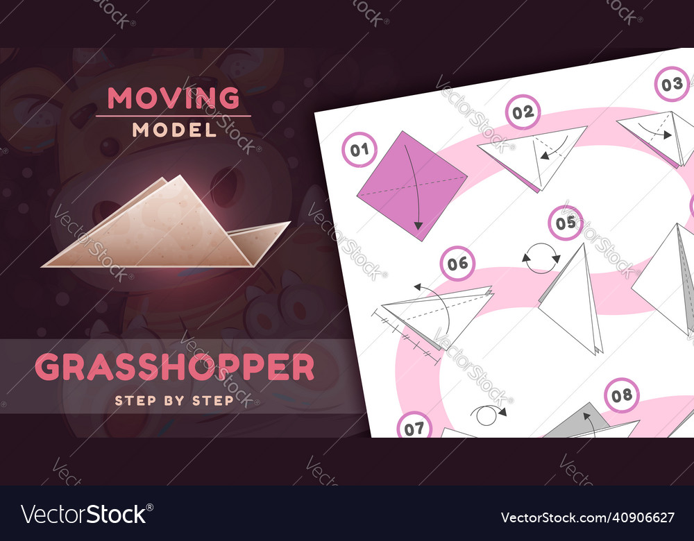 Origami scheme tutorial moving model vector image Origami scheme tutorial moving model