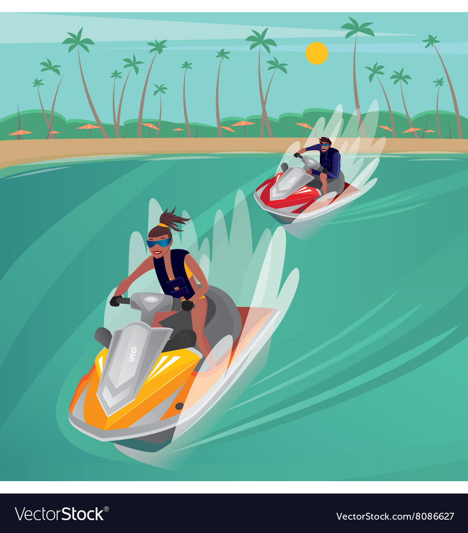 Race on water scooters Royalty Free Vector Image Race on water scooters Royalty Free Vector Image