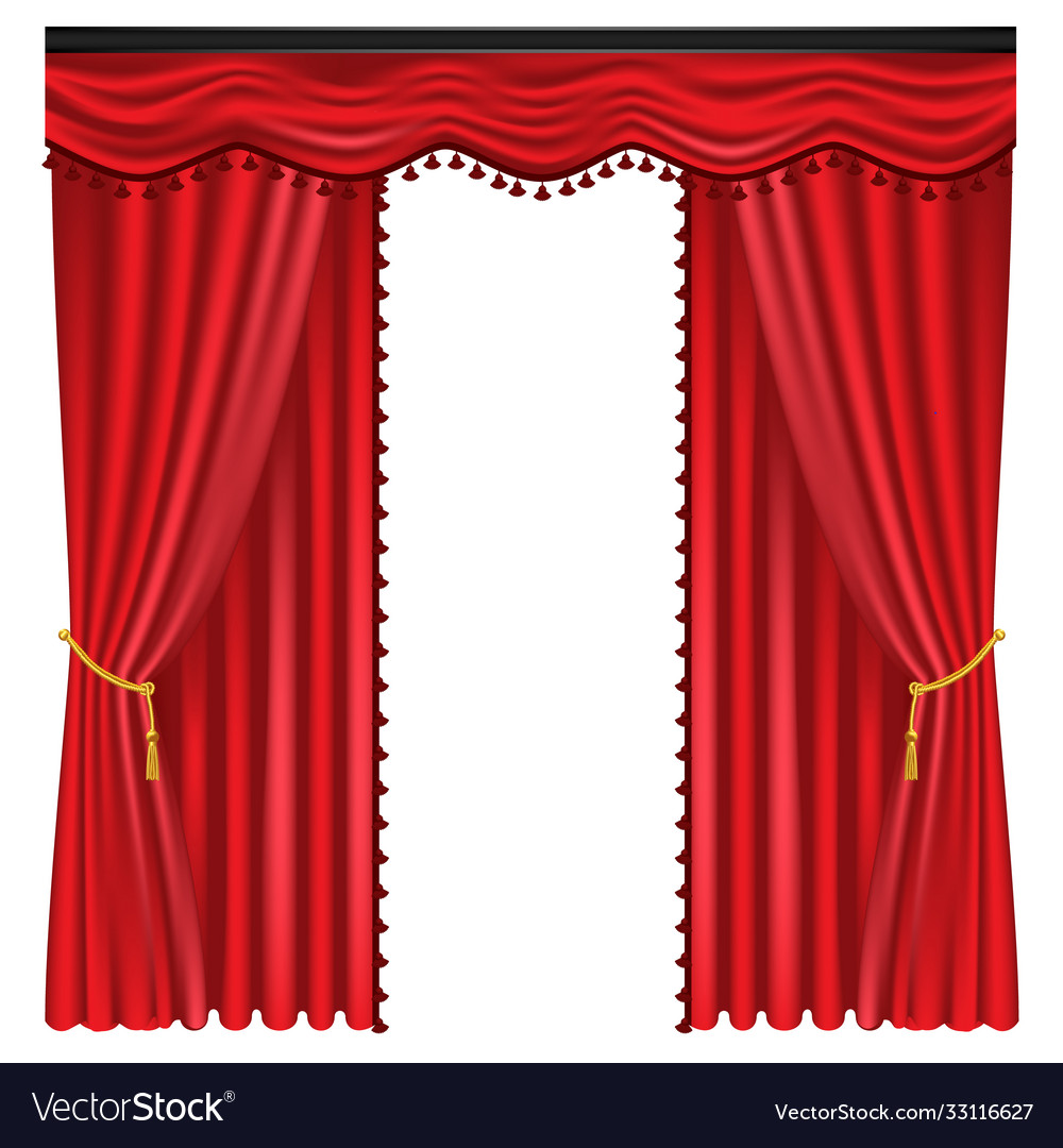 Red luxury curtains and draperies on white Vector Image