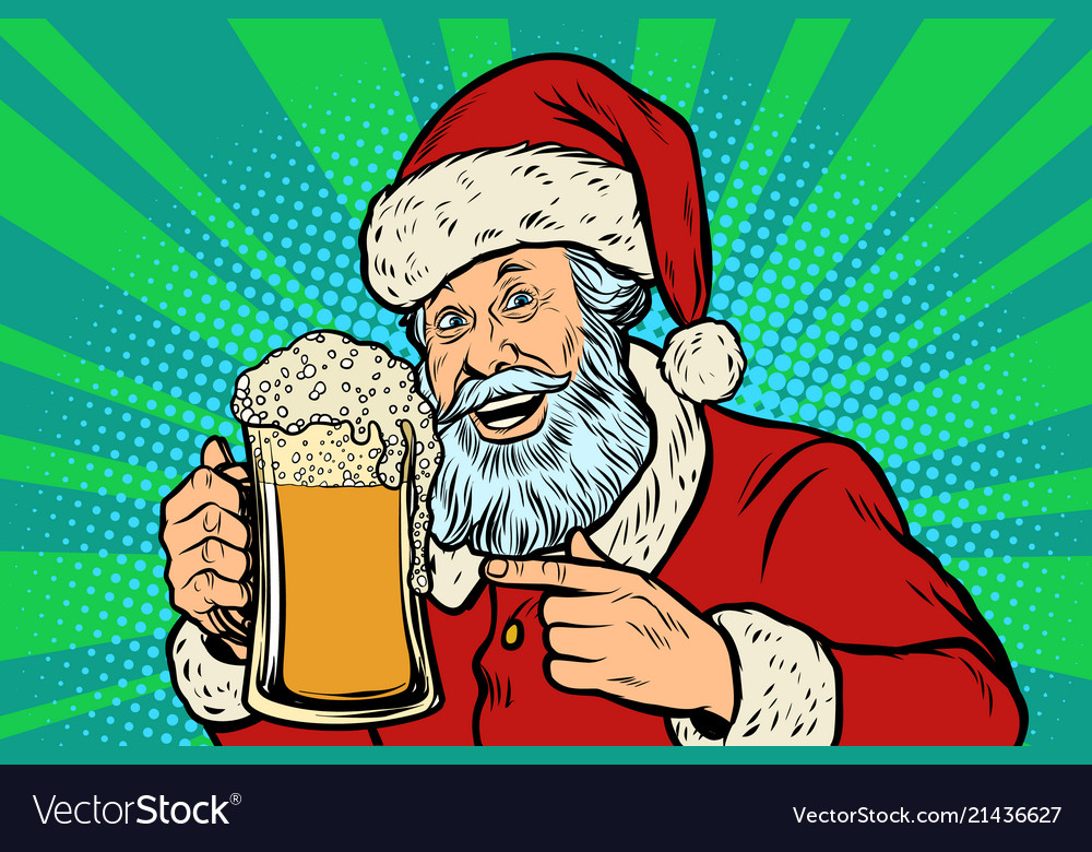 Santa claus with a mug beer foam christmas and Vector Image