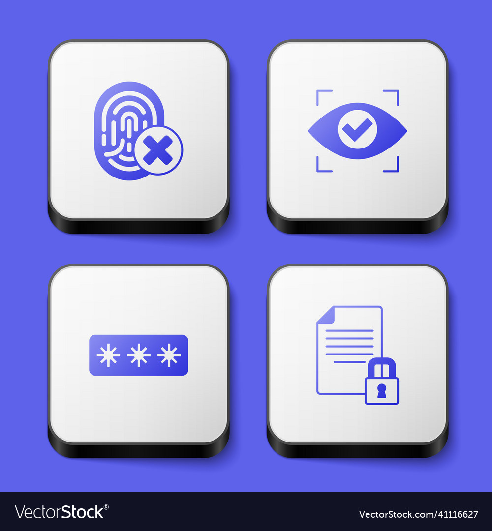 Set cancelled fingerprint eye scan password vector image Set cancelled fingerprint eye scan password