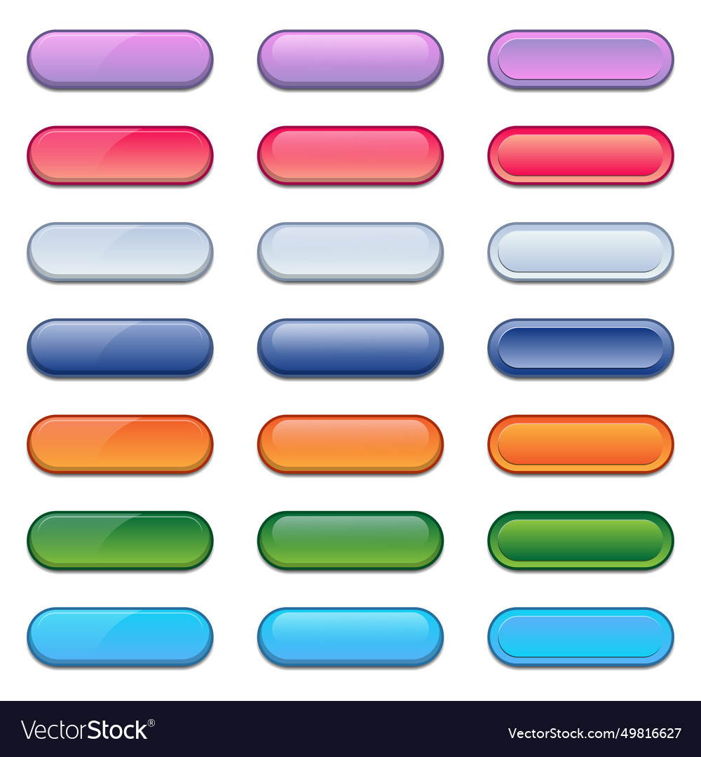 Set of modern trendy buttons empty web button vector image Set of modern trendy buttons empty web button