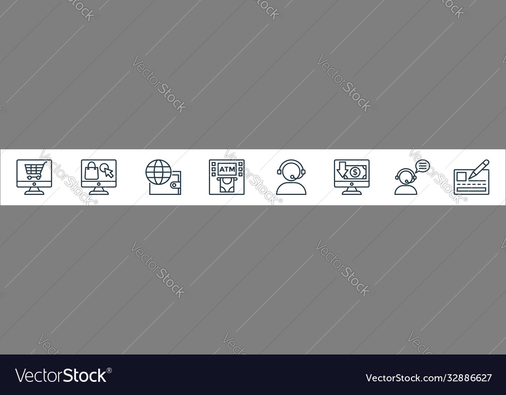 Shopping line icons linear set quality