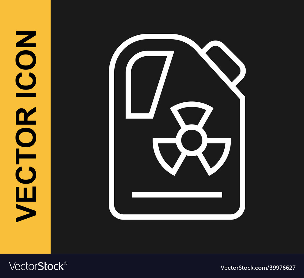 White line radioactive waste in barrel icon