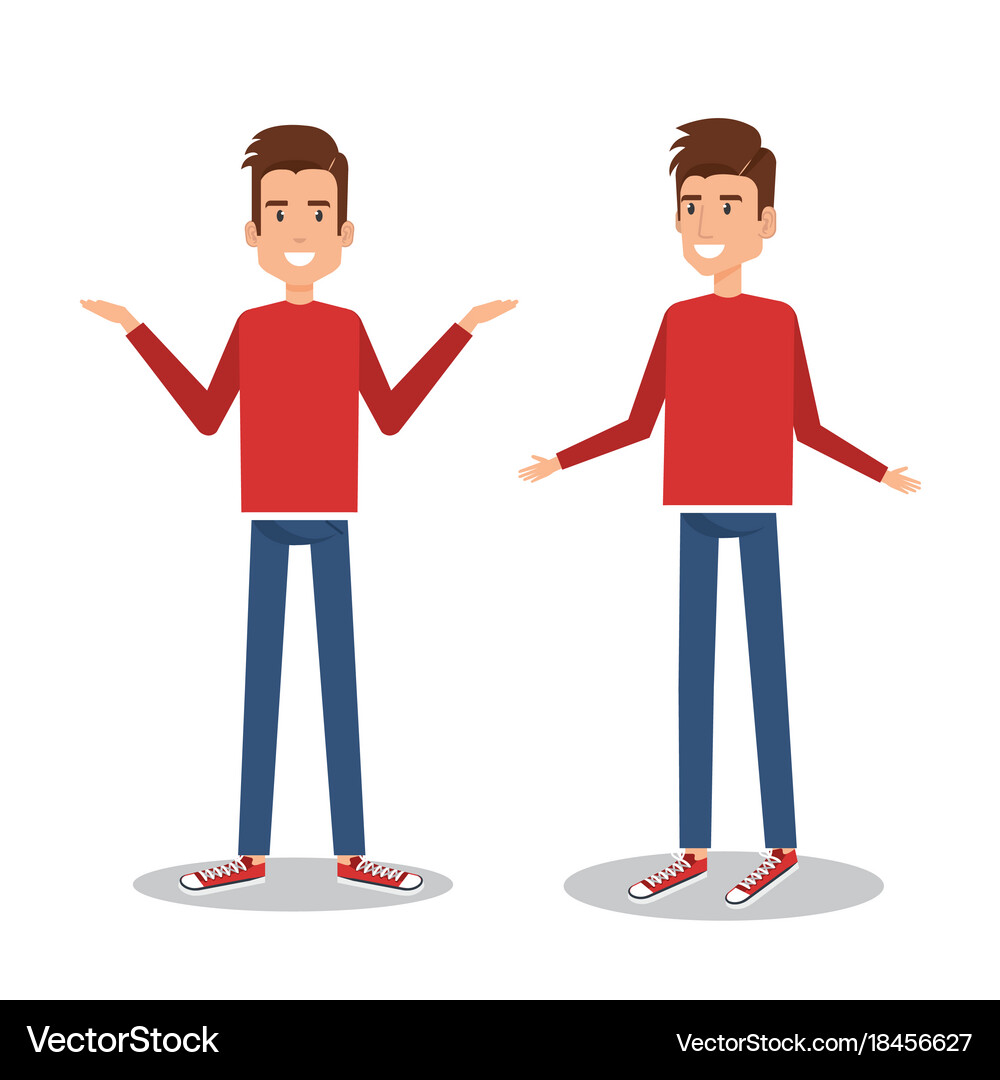 Young man doing different poses Royalty Free Vector Image