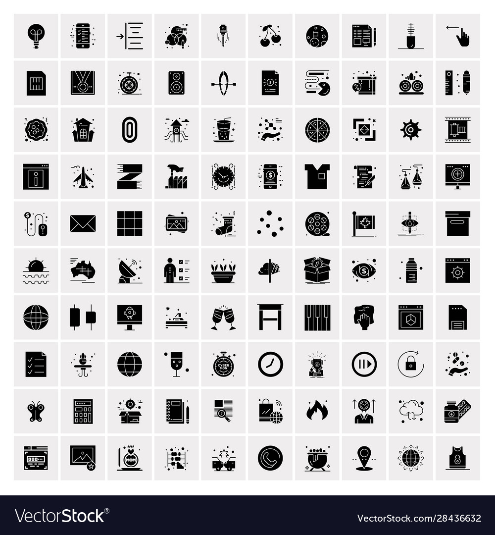 100 solid business icons for web and print