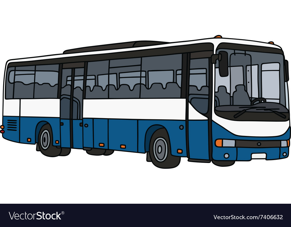 Blue and white bus Royalty Free Vector Image - VectorStock