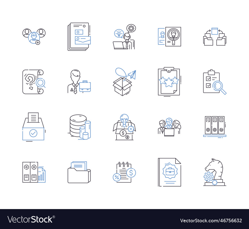Document flow outline icons collection Vector Image Document flow outline icons collection