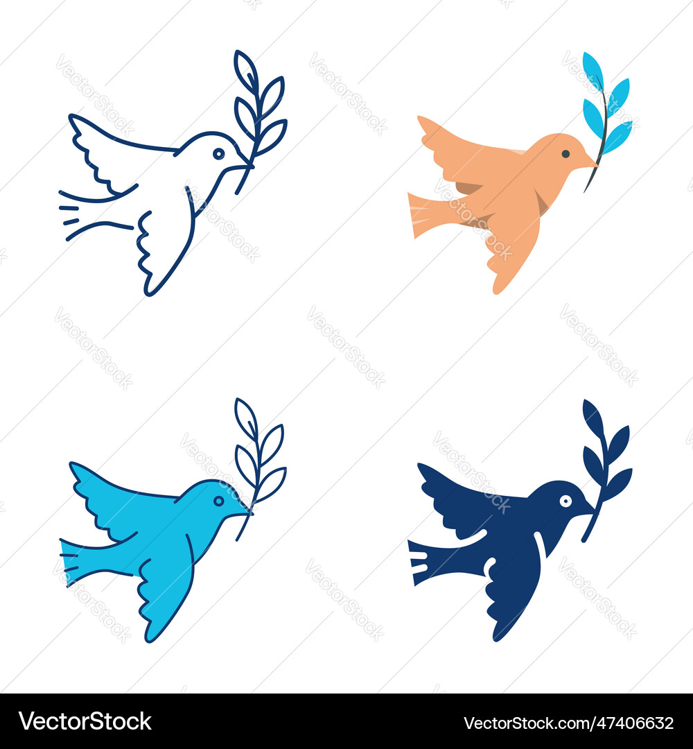 Dove of peace icon set Royalty Free Vector Image