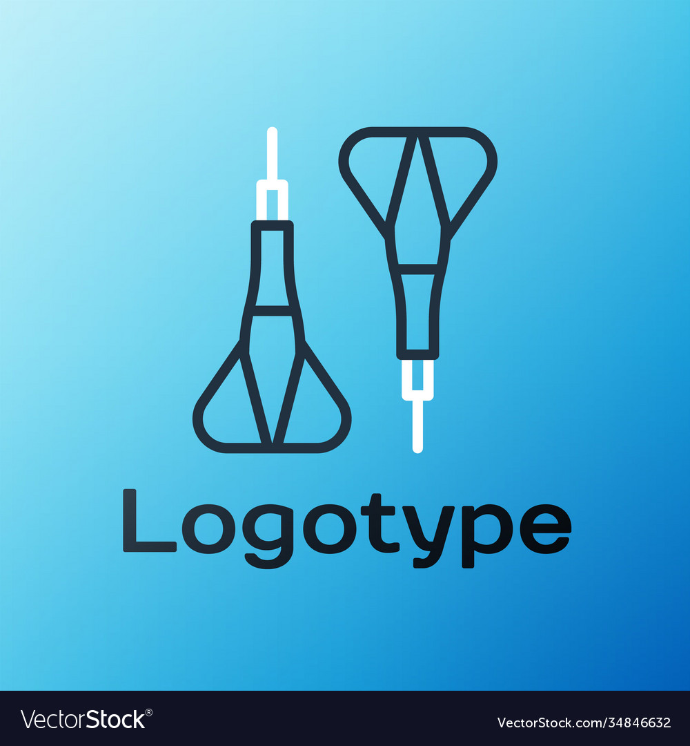 Line dart arrow icon isolated on blue background