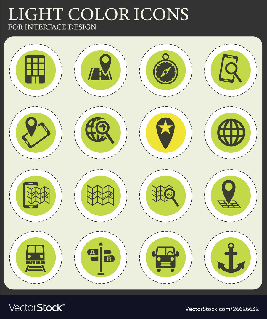 Navigation transport map icon set