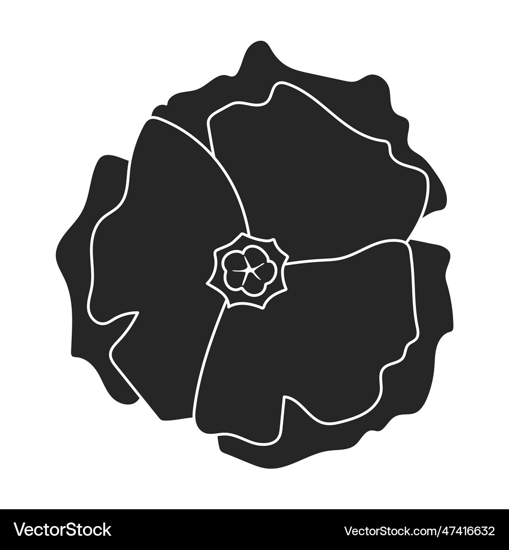 Poppy flower black icon Royalty Free Vector Image