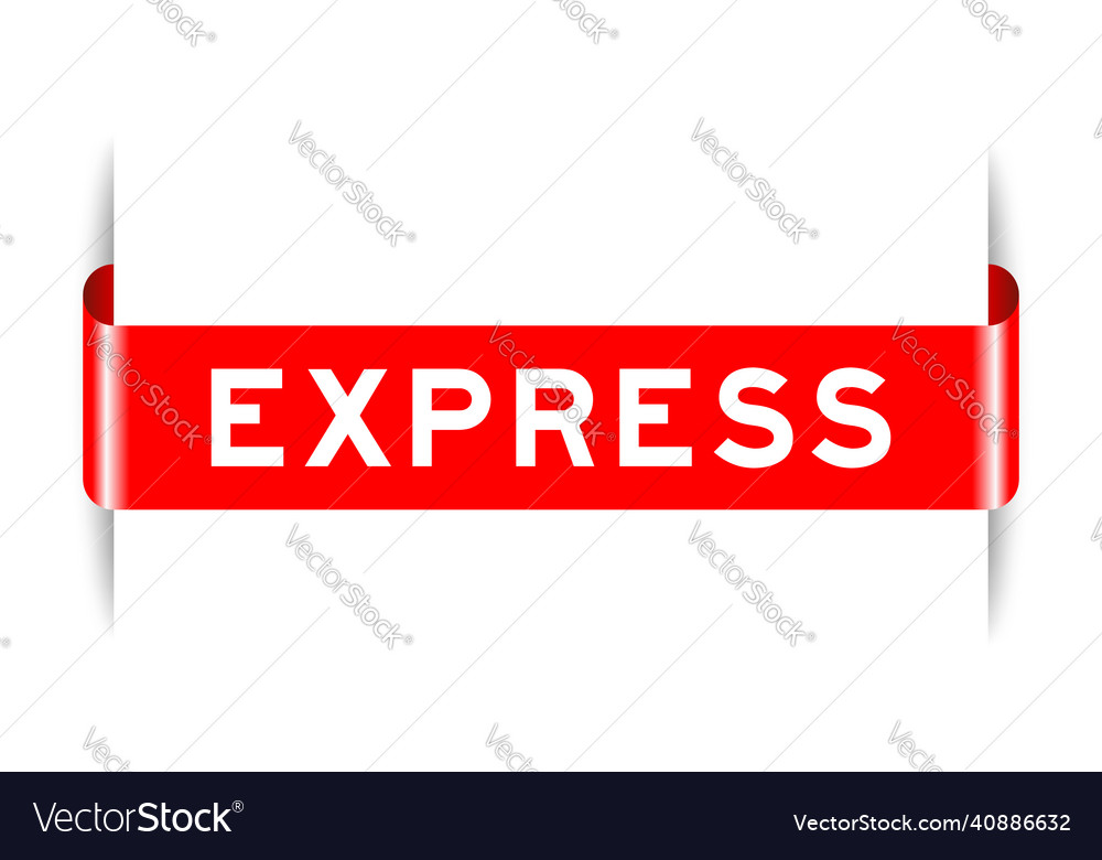 Red color inserted label banner with word express vector image Red color inserted label banner with word express