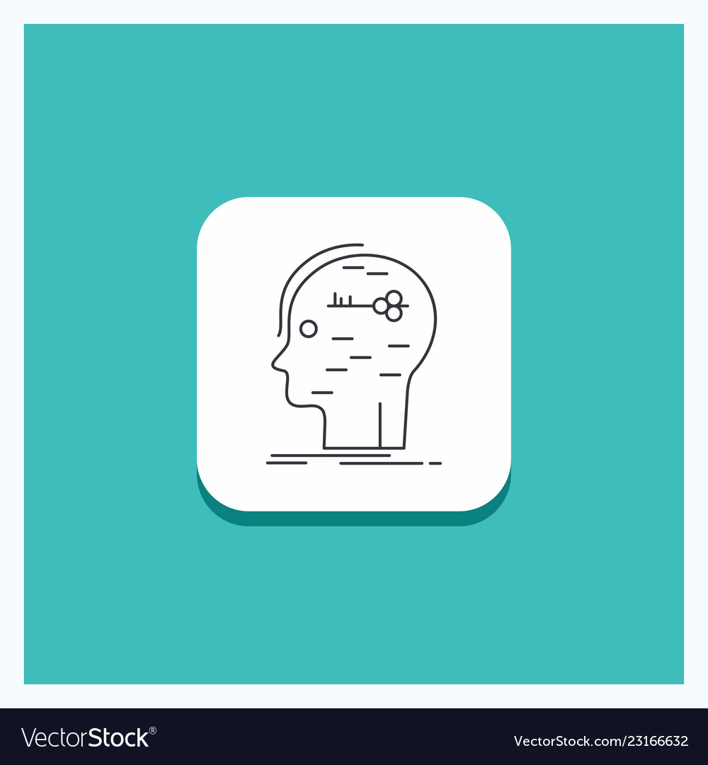 Round button for brain hack hacking key mind line vector image Round button for brain hack hacking key mind line