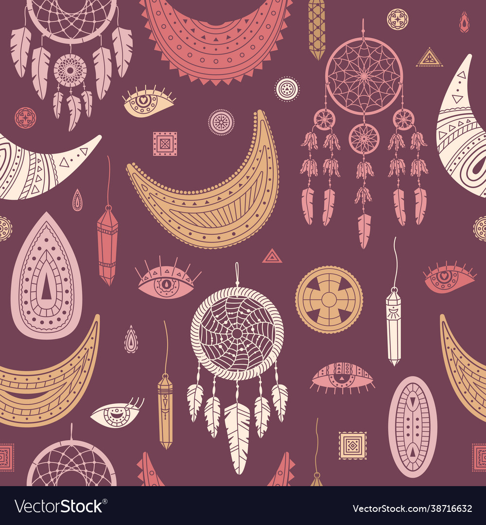 Seamless pattern with boho bohemian background vector image Seamless pattern with boho bohemian background