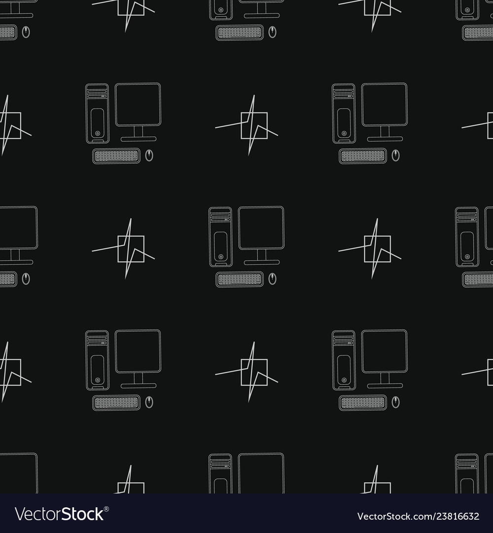 Seamless pattern with computer line icon