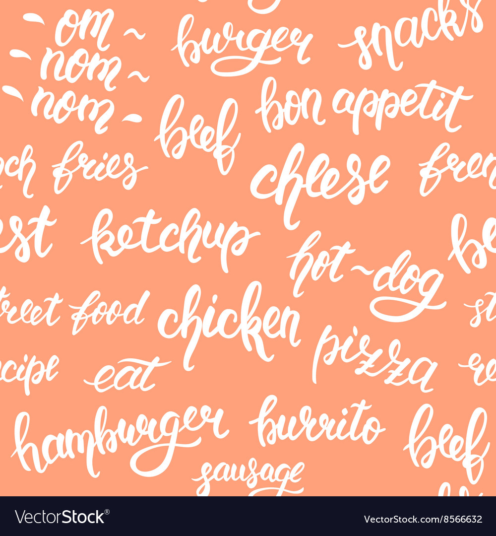 Seamless pattern with hand lettering set of words