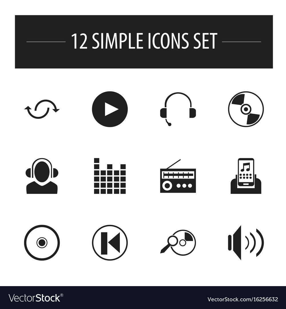 Set of 12 editable sound icons includes symbols