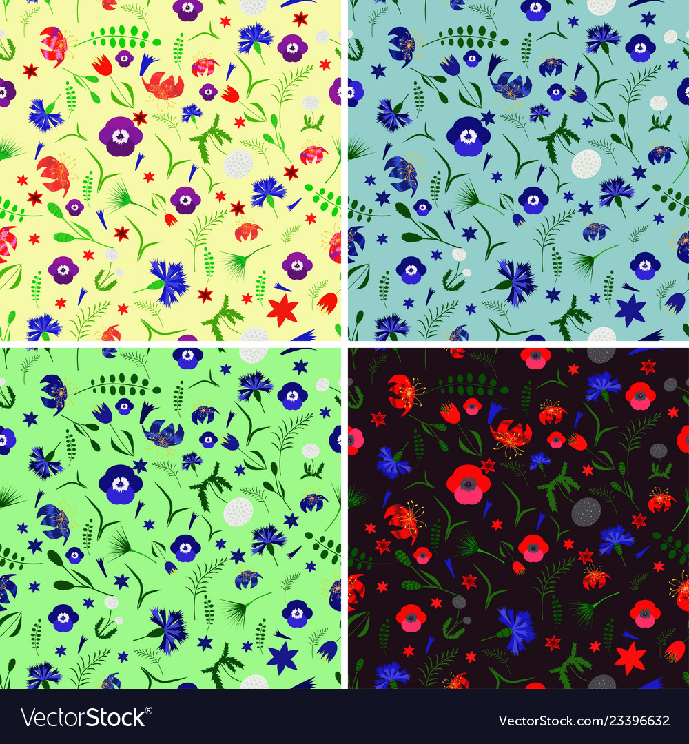 Set pattern color flowers