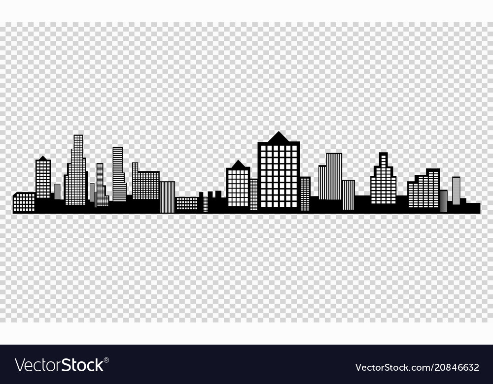 Silhouette of the city in a flat style modern