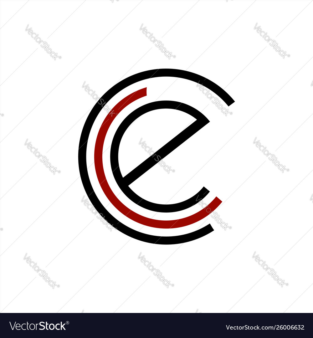 Simple e cce cec initials geometric network line vector image Simple e cce cec initials geometric network line