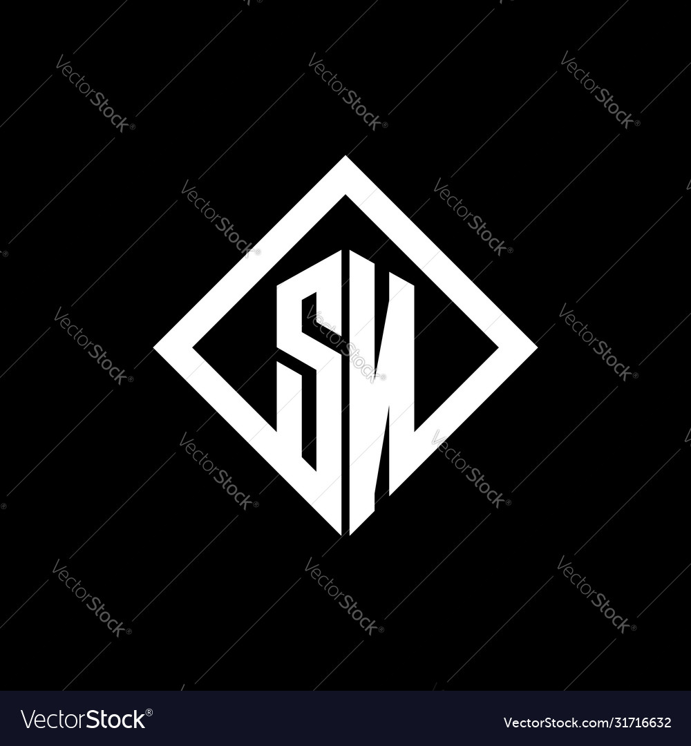 Sn logo monogram with square rotate style design vector image Sn logo monogram with square rotate style design