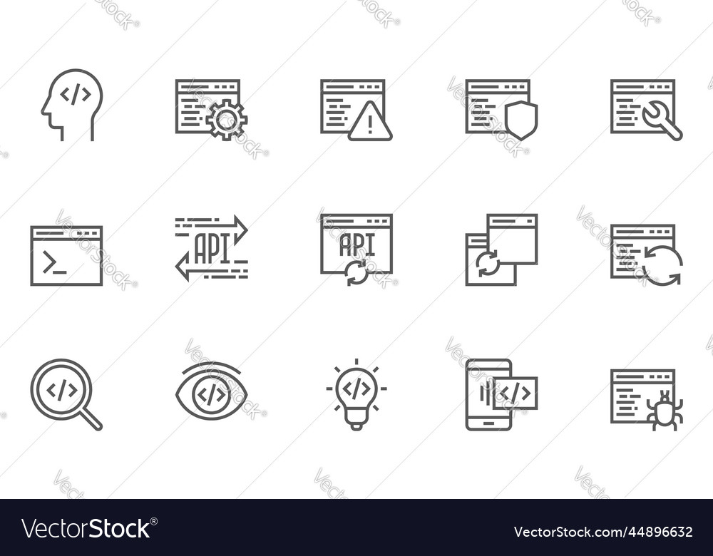 Software development line icons