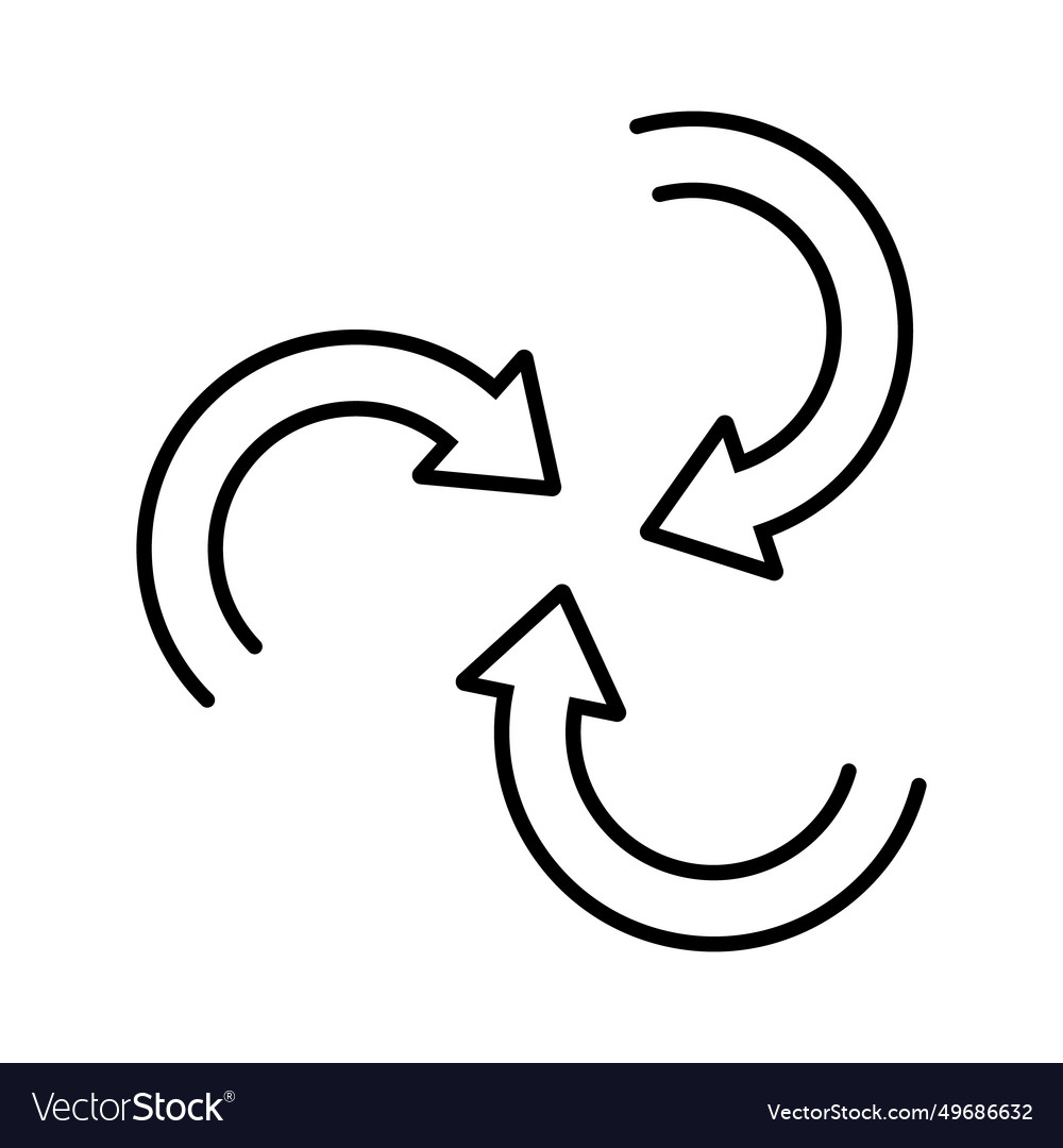 Spinning inside triple arrow icon design in linear Vector Image Spinning inside triple arrow icon design in linear