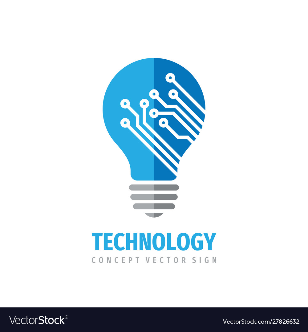 Technology lightbulb - concept logo design Vector Image