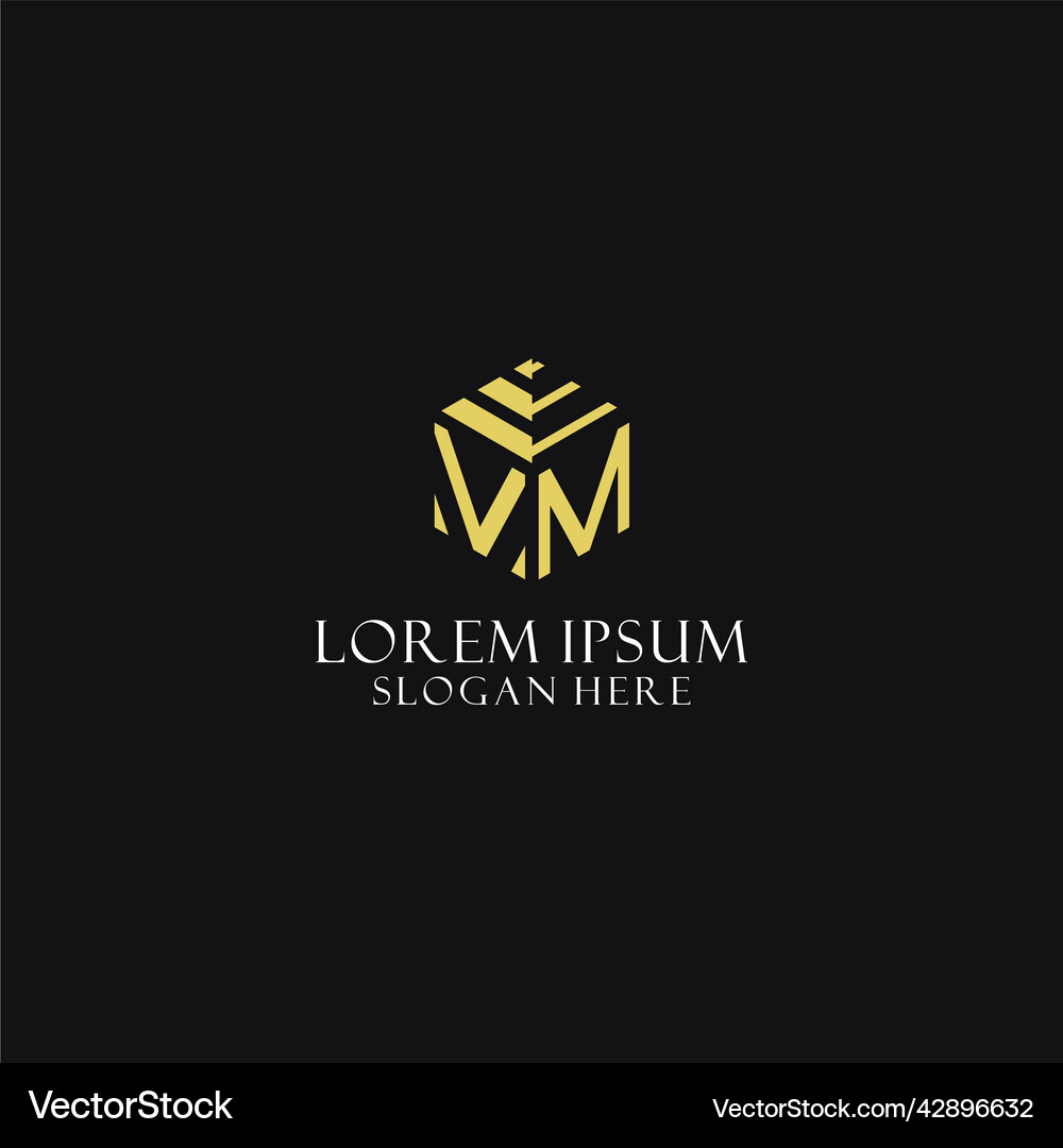Vm initial monogram with hexagon shape logo – Royalty-Free Vector ...