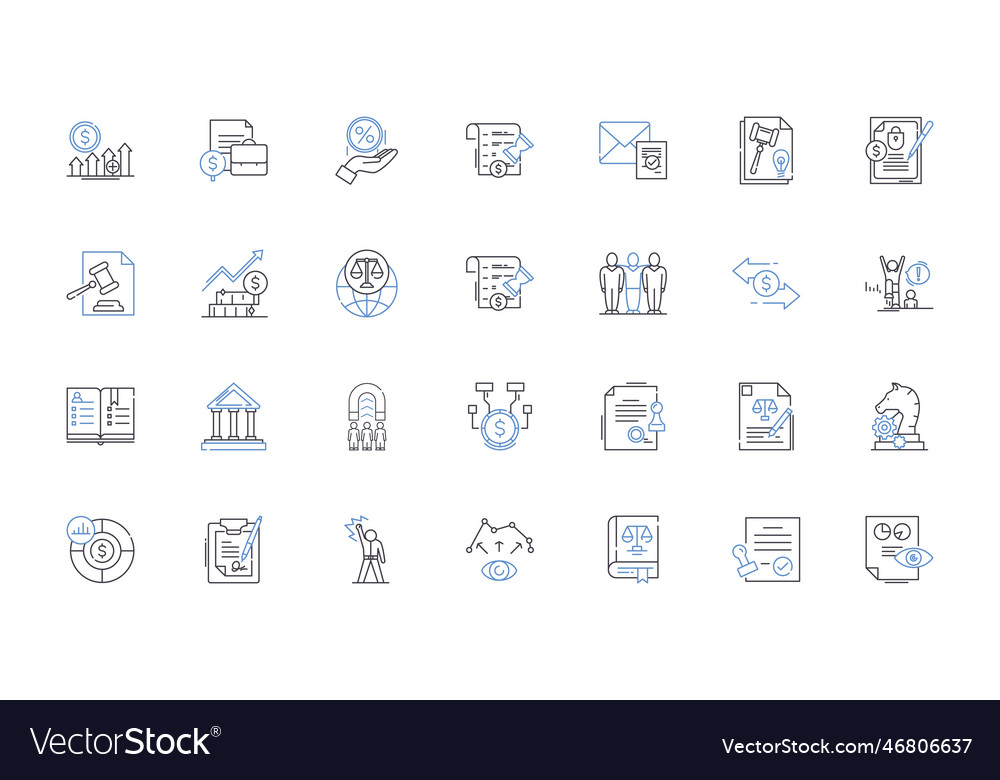 Barrister enterprise line icons collection Vector Image