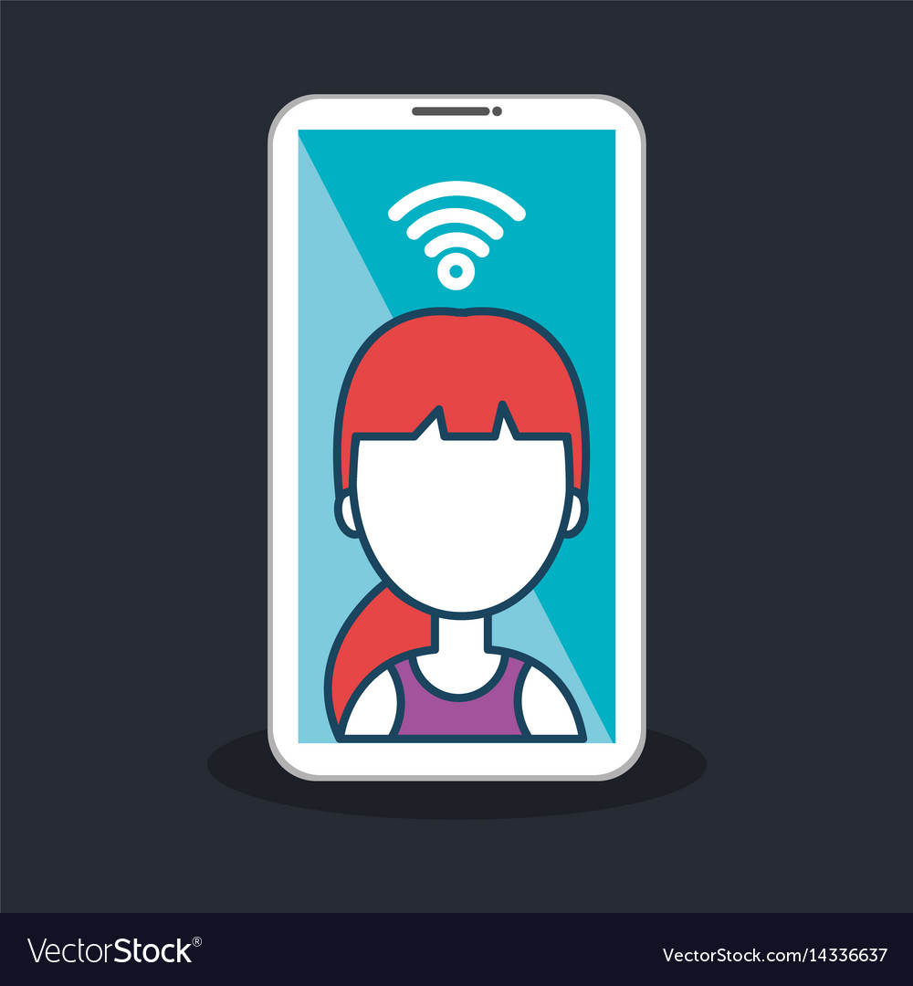 Character female smartphone connected internet