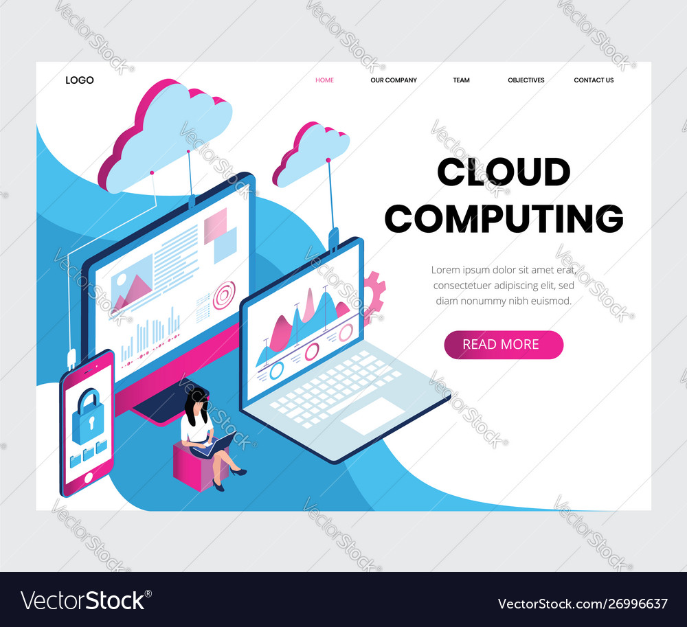 Cloud computing isometric vector image Cloud computing isometric