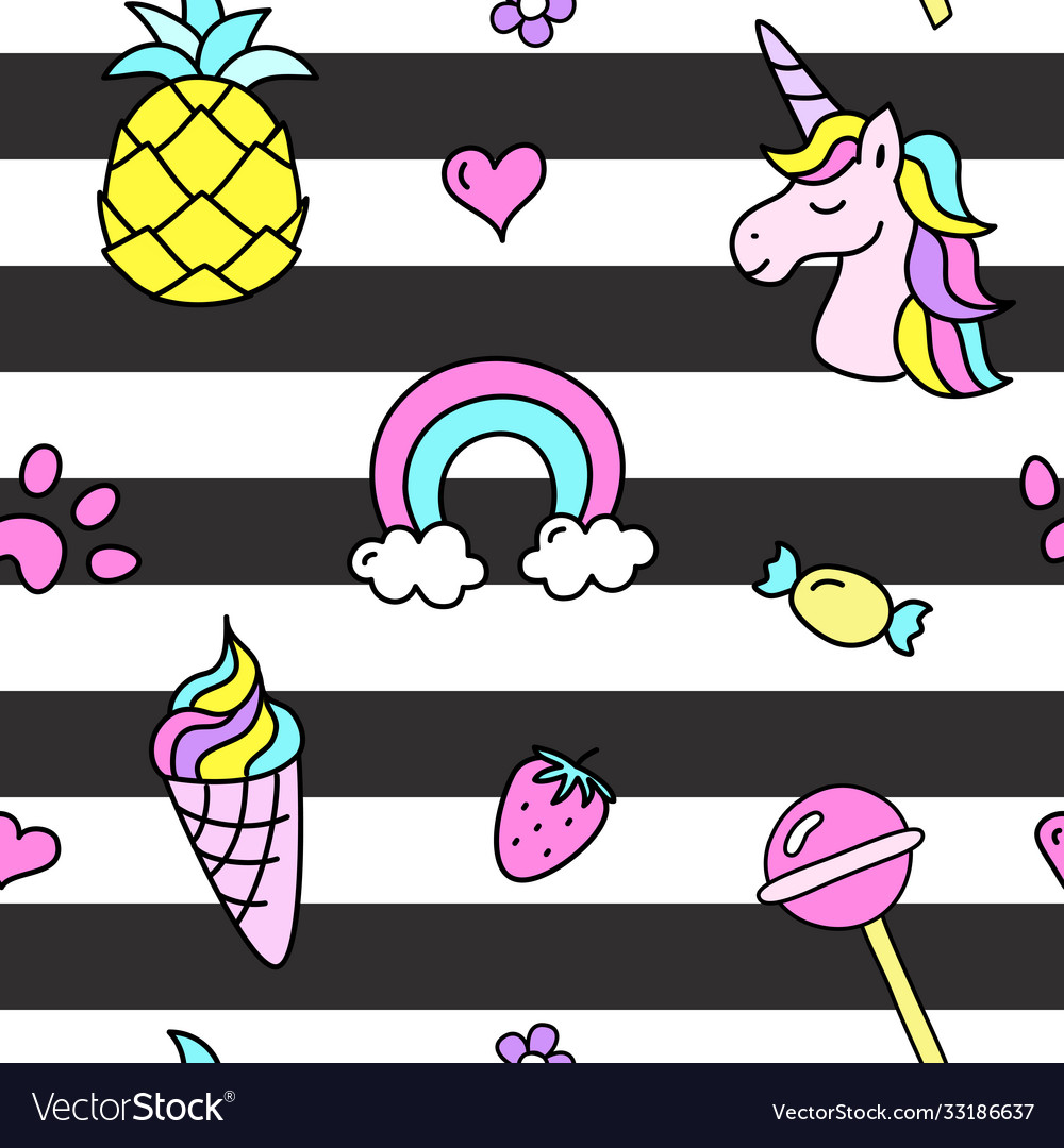 Cute baneon fantasy stuff seamless pattern vector image Cute baneon fantasy stuff seamless pattern