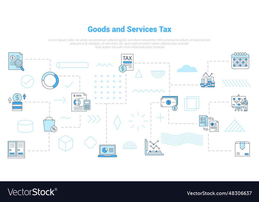 Gst goods and services tax concept with icon set