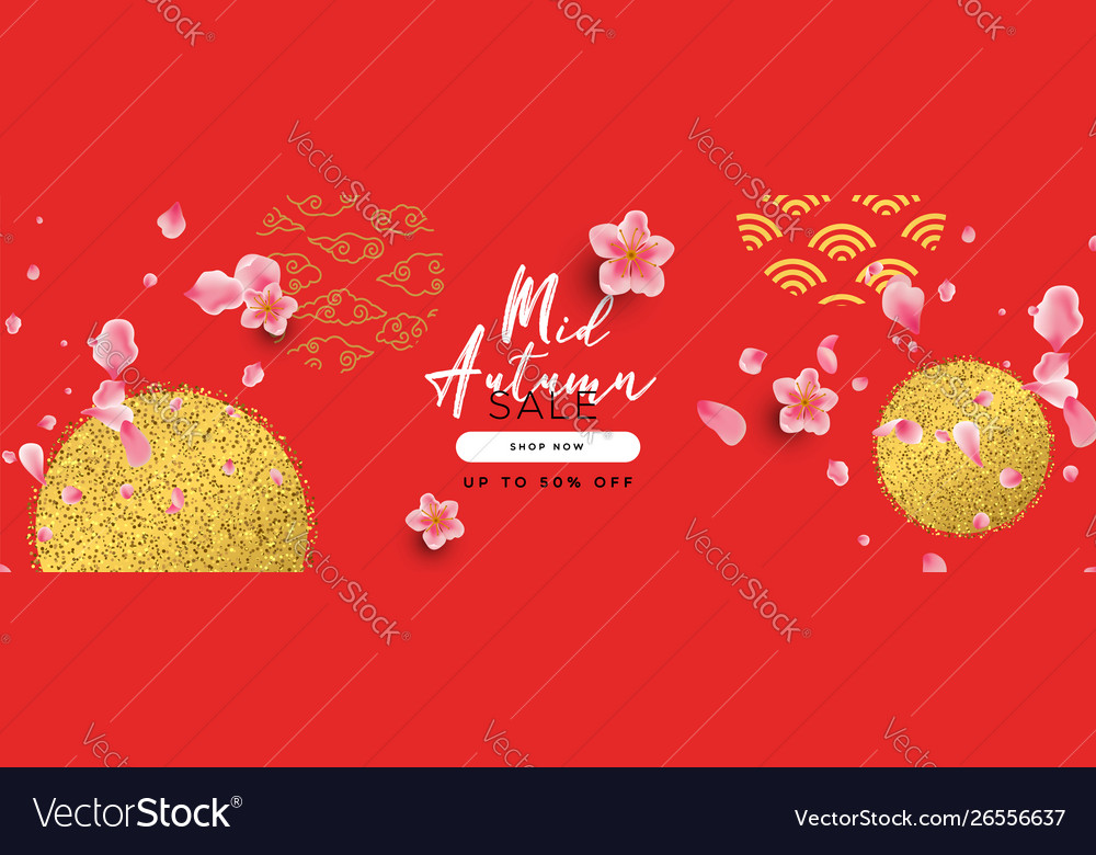 Modern Mid Autumn Festival Sale Template Banner Vector Image