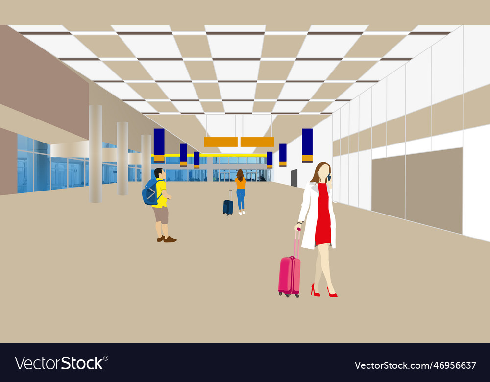 Passagiere Flughafenhalle vector image Passagiere Flughafenhalle