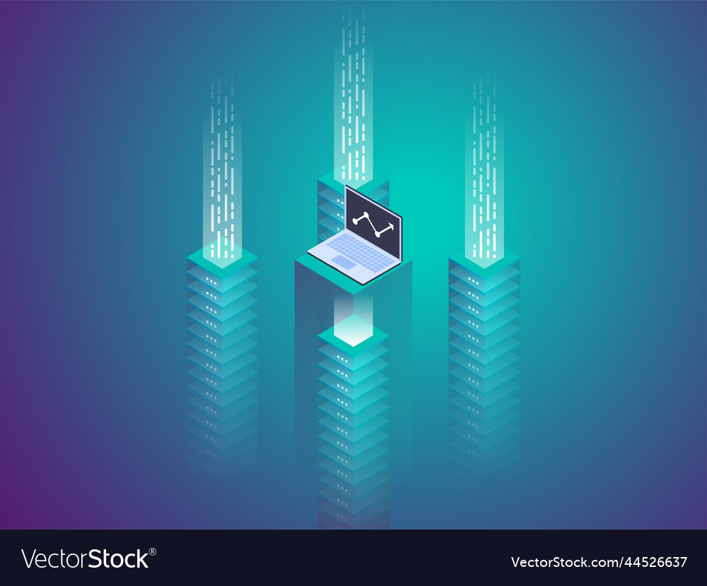 Server room rack blockchain technology token api Vector Image Server room rack blockchain technology token api