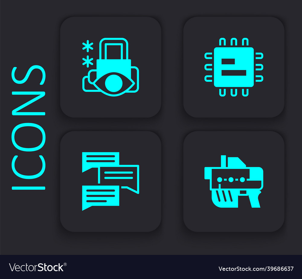 Set futuristic weapon cyber security processor Vector Image Set futuristic weapon cyber security processor