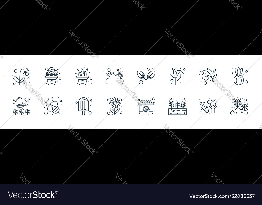 Spring line icons linear set quality vector image Spring line icons linear set quality