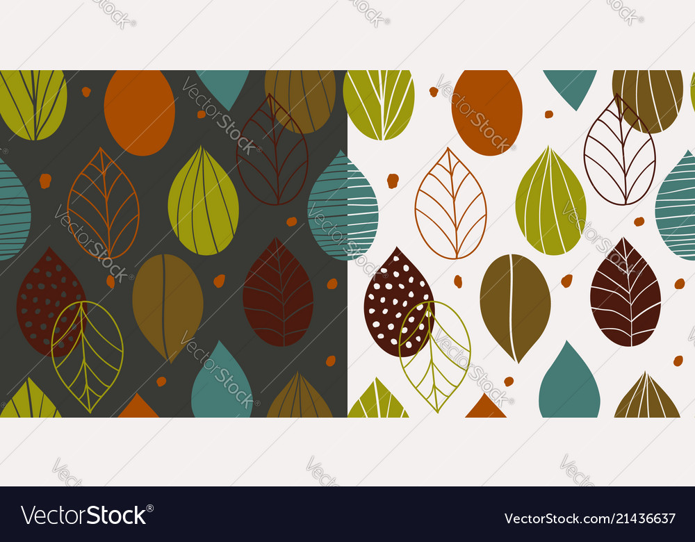 Two seamless autumn scandinavian patterns vector image Two seamless autumn scandinavian patterns