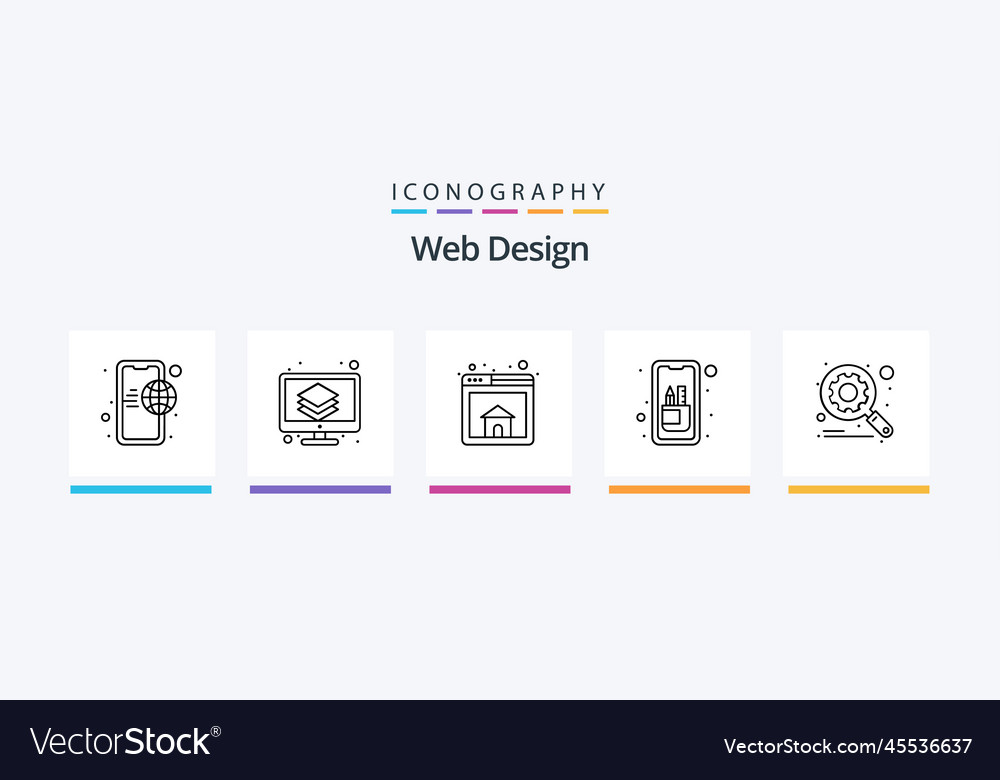 Web design line 5 icon pack including file