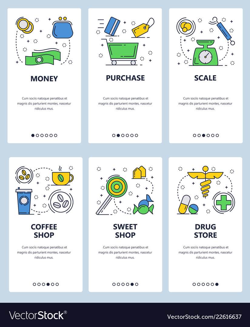 Web site linear art onboarding screens vector image Web site linear art onboarding screens