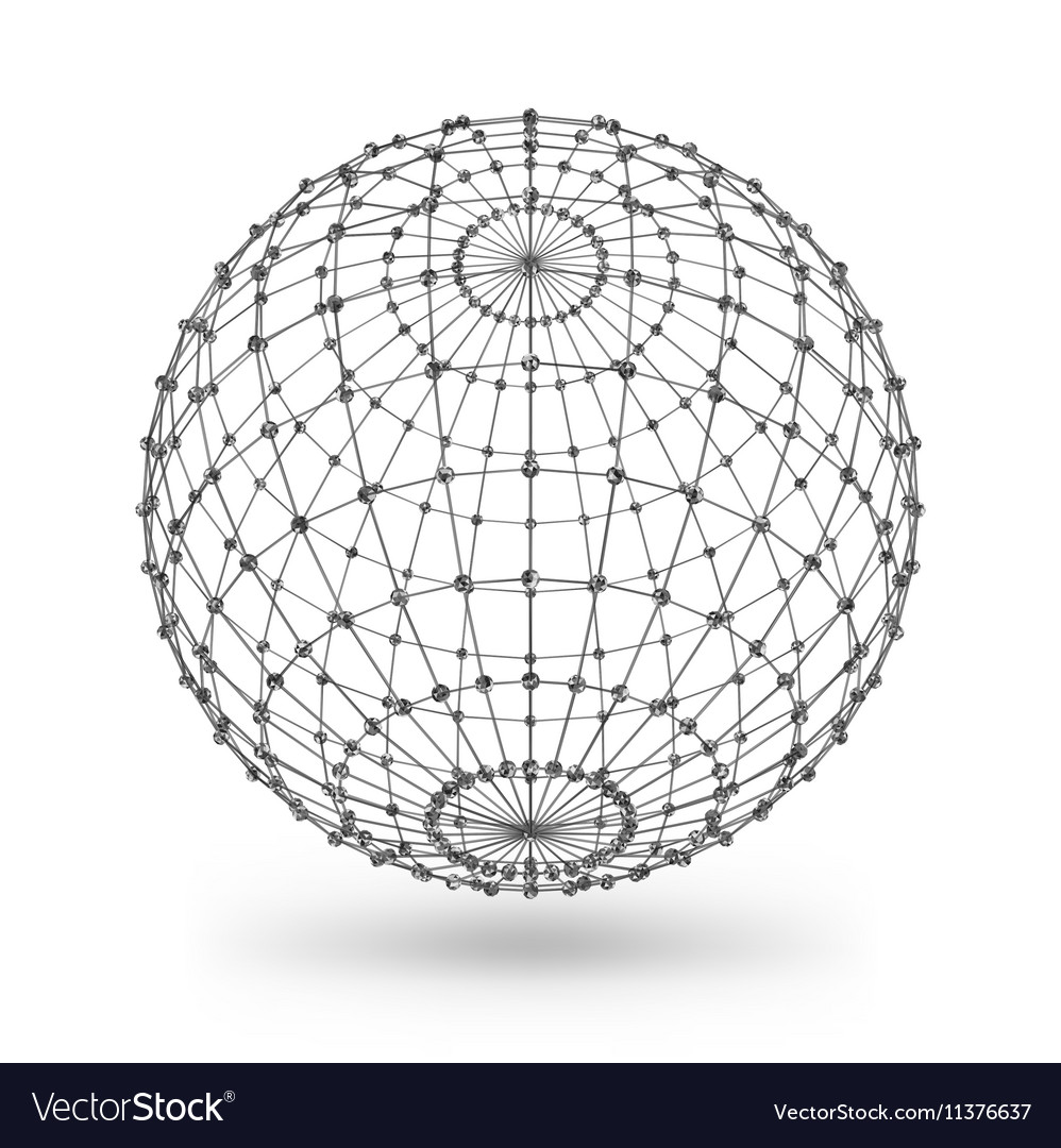 Wireframe polygonal geometric element sphere