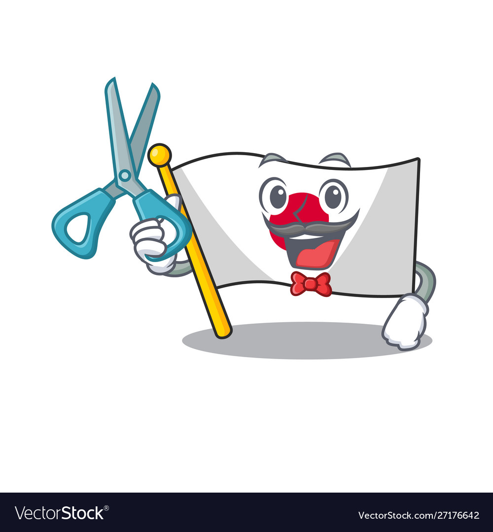 Barber japan flag hoisted inside cartoon pole Vector Image Barber japan flag hoisted inside cartoon pole Vector Image