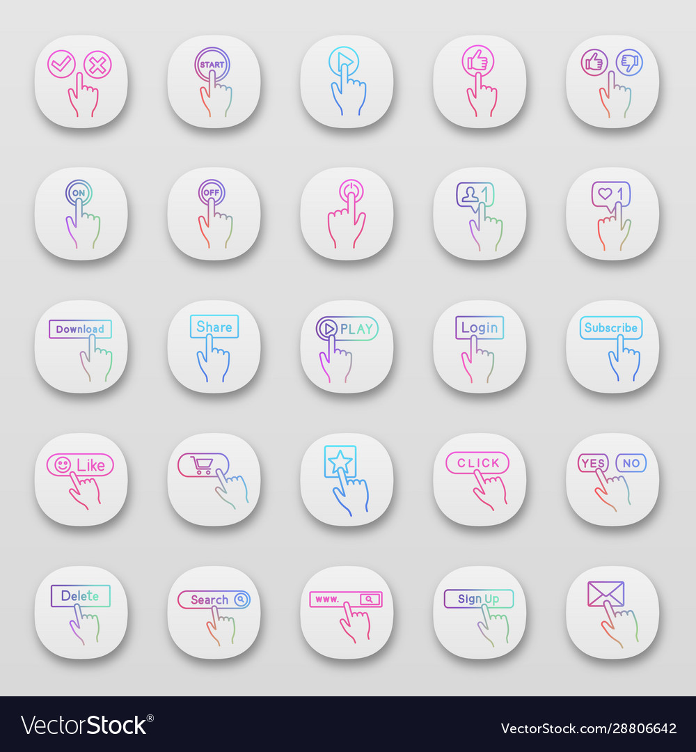 Click app icons set vector image Click app icons set