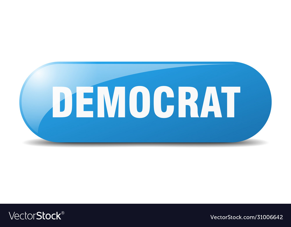 Democrat button sign key push vector image Democrat button sign key push