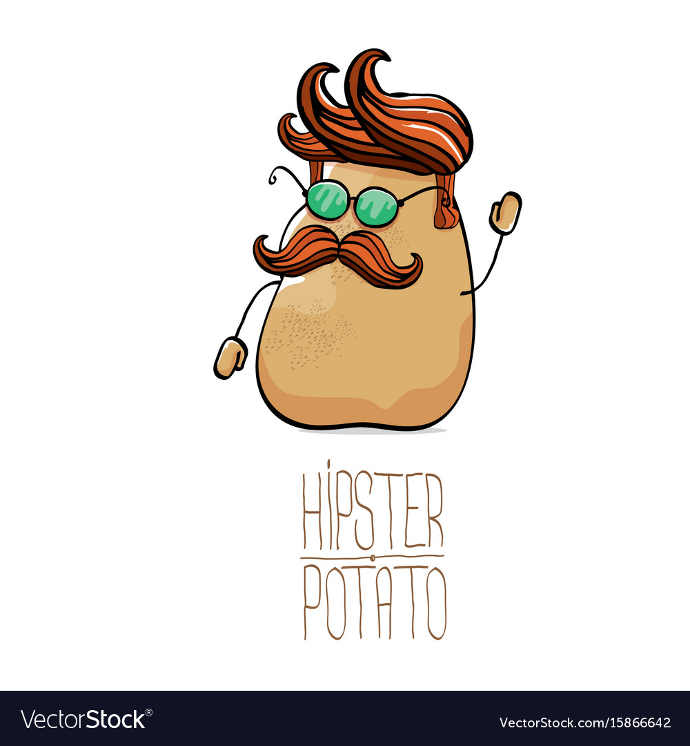  Funny  cartoon  cute  brown hipster potato Royalty Free Vector