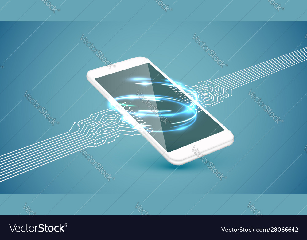 High-Tech Smartphone with Circuit Connections