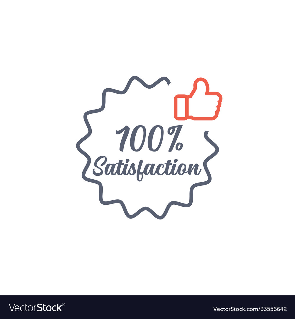 Hundred percent satisfaction thumb up wavy border